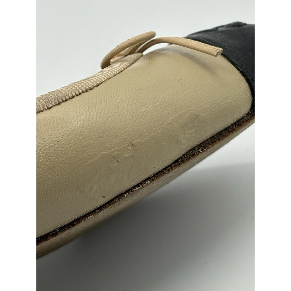 Chanel Ballet Flats Nude & Black Lambskin w/ CC Cap Toe Bow Detail Sz EU 34.5 - Picture 11 of 16